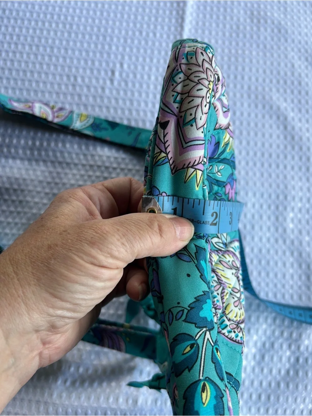 Vera Bradley Turquoise Floral Quilted Crossbody with Purple Accents - Picture 13 of 16